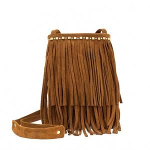 NEW CALLEEN CORDERO women's pom pom fringe messenger bag in cognac
